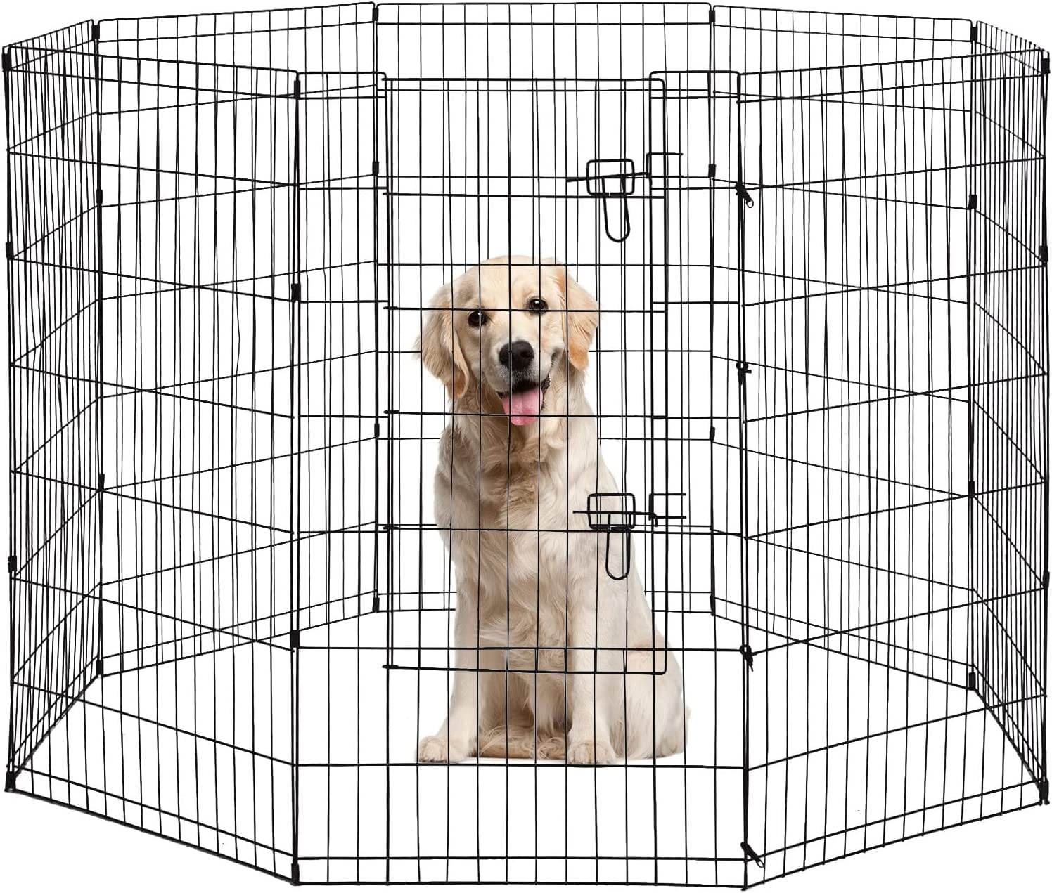 WLTER | Foldable Dog Playpen | 42 Inch, 8 Panels | Metal Pet Exercise Pen | Indoor Outdoor Portable Dog Fence with Door | Removable, Rust-Resistant Secure Pet Kennel | Easy to Assemble