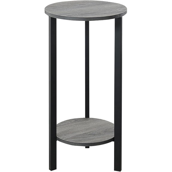 WLTER Graystone 2 Tier Tall Plant Stand 31" - Industrial Stand for Plants, Vases, and Antiques, Urban Modern Design for the Living Room, Hallway, Entryway, Weathered Gray/Black