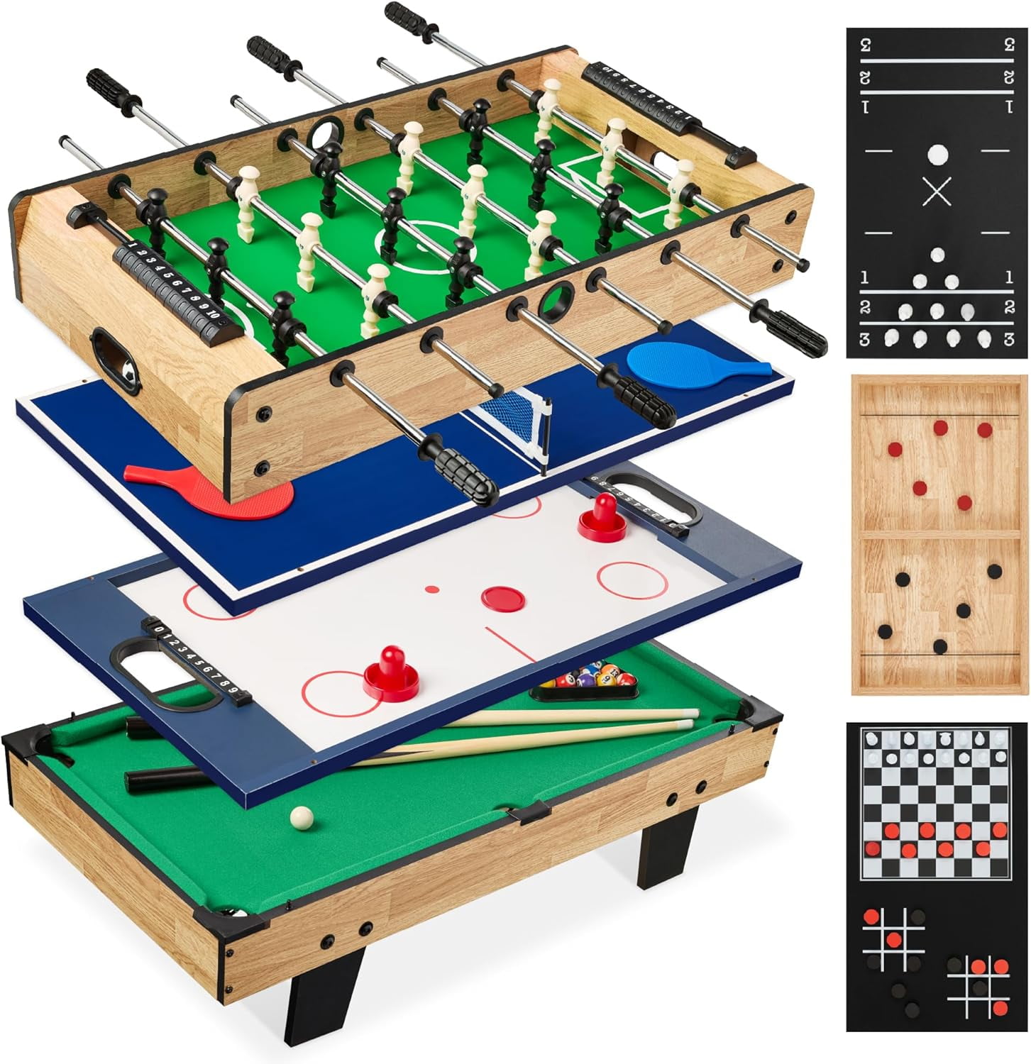WLTER Multi-Game Table Series – Interactive 4-in-1 and 11-in-1 Game Tables for Kids with Foosball, Air Hockey, Billiards, Ping Pong & More | Childrens, for Home, Play Room, Rec Room