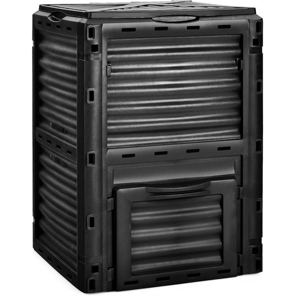 WLTER Outdoor Compost Bin, Composting Box w/Top Flip Latch-on Lid,80 Gallons Composter for Kitchen Waste & Garden Scraps, Compost Barrel for Fast Creation of Fertile Soil (Black)