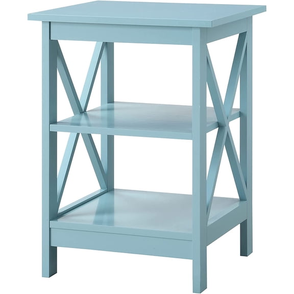 WLTER Oxford End Table 15.75" - Modern Living Room Table with Storage Shelves, Transitional Nightstand Side Table for Home Decor and Display, Sea Foam