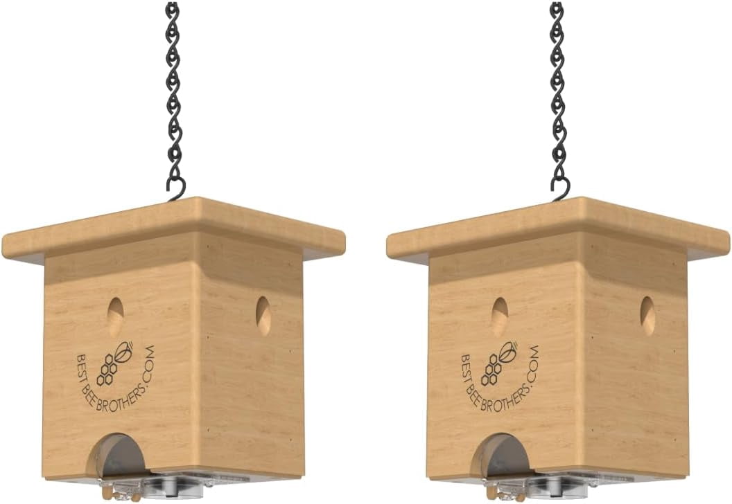 WLTER Pine Turbo Trap, Professional-Grade Carpenter Bee Trap for Outside with Bee Vault & Internal Turbo Funnel, 6.3” W x 6” H x 5” D (2 Pack)