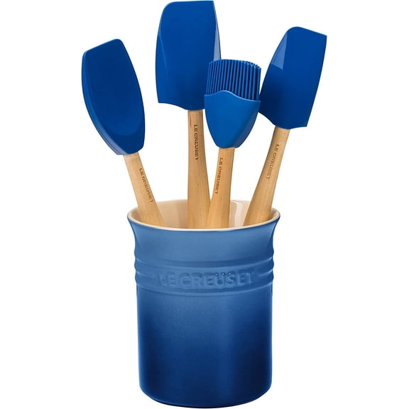 WLTER Silicone Craft Series Utensil Set with Stoneware Crock, 5 pc., Marseille