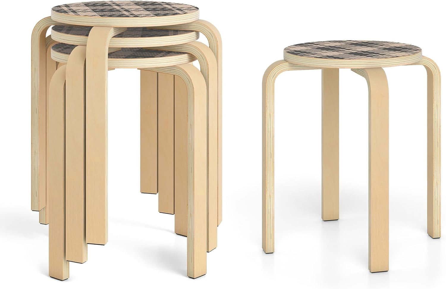 Backless Stackable Chair WLTER Stackable Stools Set of 4, 18
