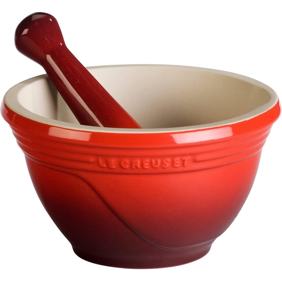 WLTER Stoneware Mortar and Pestle Set, 10 oz., Cerise