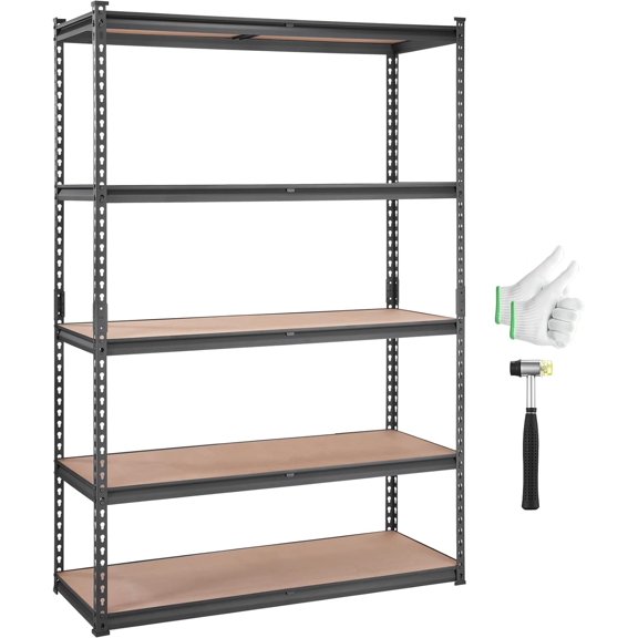 WLTER Storage Shelving Unit, 5-Tier Adjustable, 2000 lbs Capacity, Heavy Duty Garage Shelves Metal Organizer Utility Rack, Black, 48" L x 18" W x 72" H for Kitchen Pantry Basement Bathroom Laundry