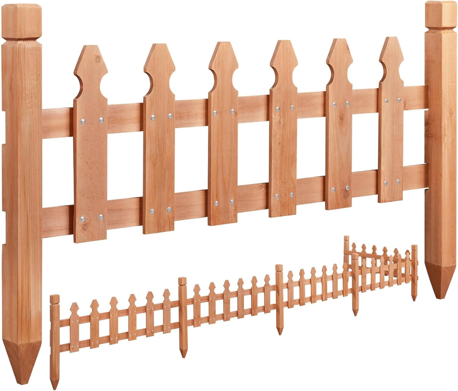 WLTER Wood Picket Garden Fence Edging Fencing Garden Yard Border Edging Panels Posts Flower Plants Pool Fences-177.5 in