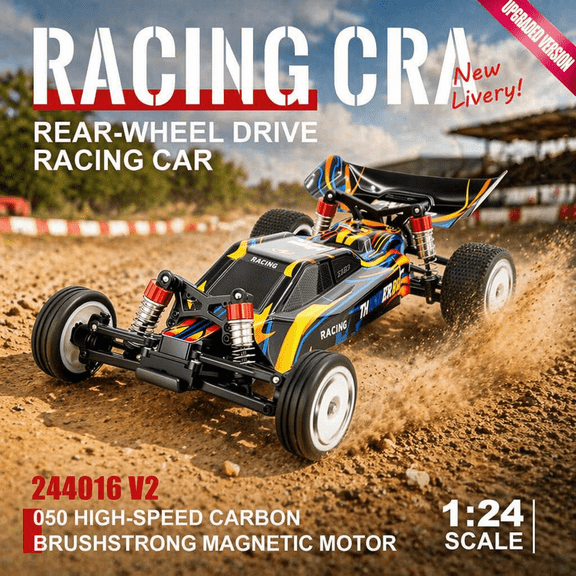 WLTOYS XKS 244016 V2 1/24 Scale 2WD High-Speed RCBuggy - RTR Electric Racing Vehicle with Gyro Stabilization,2.4GHz Proportional Remote Control