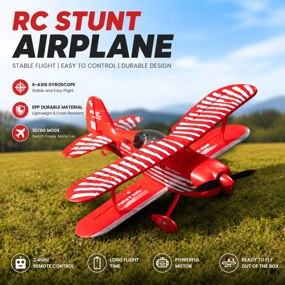 WLTOYS XKS A310 Vintage 4CH 1504 Brushless Motor RCBiplane, 2.4GHz Lightweight Unisex Fixed Wing Aircraft,400mm Wingspan EPP Foam RTF Aerobatic Plane
