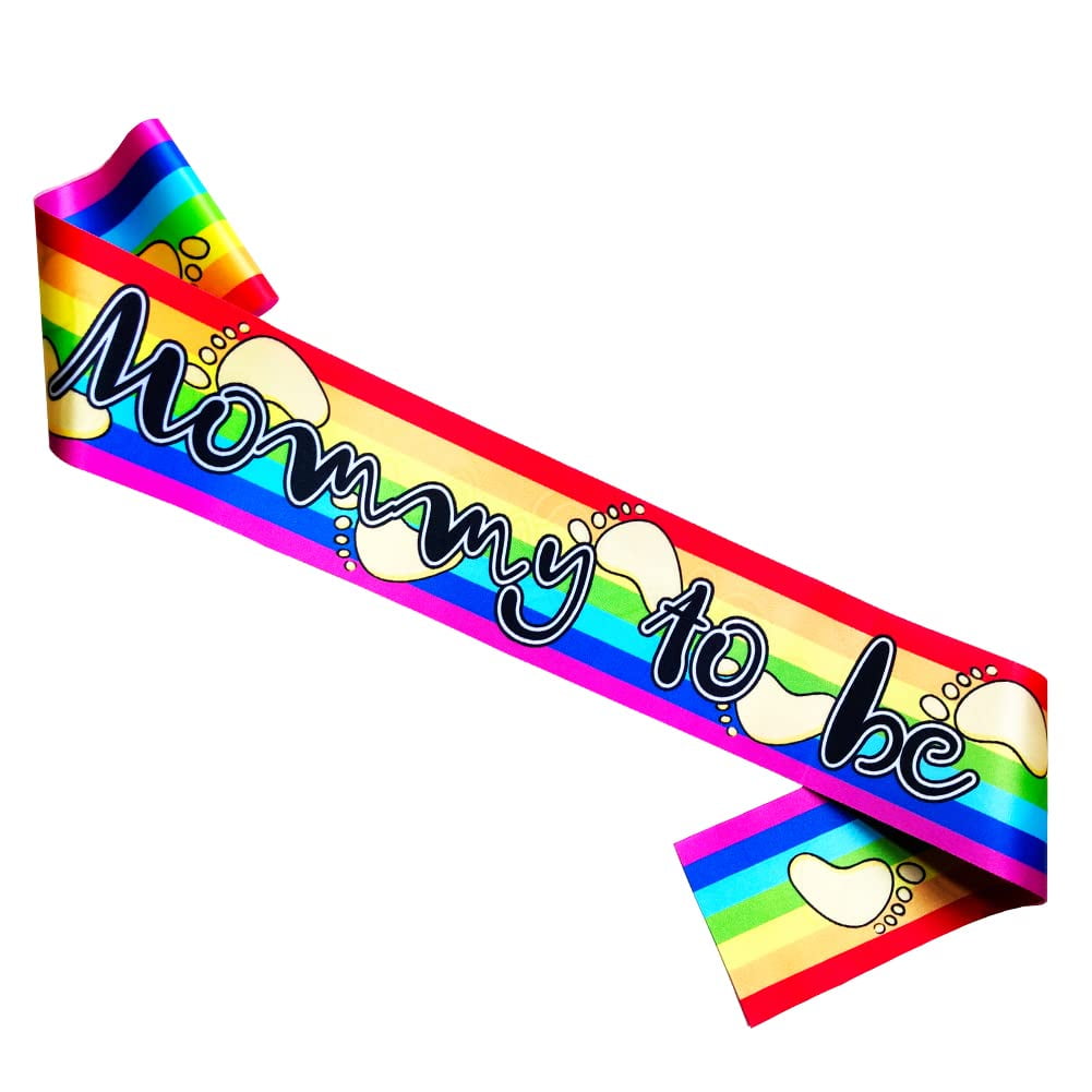 WLWLG Mom to Be Rainbow Sash Baby Shower Sash for
