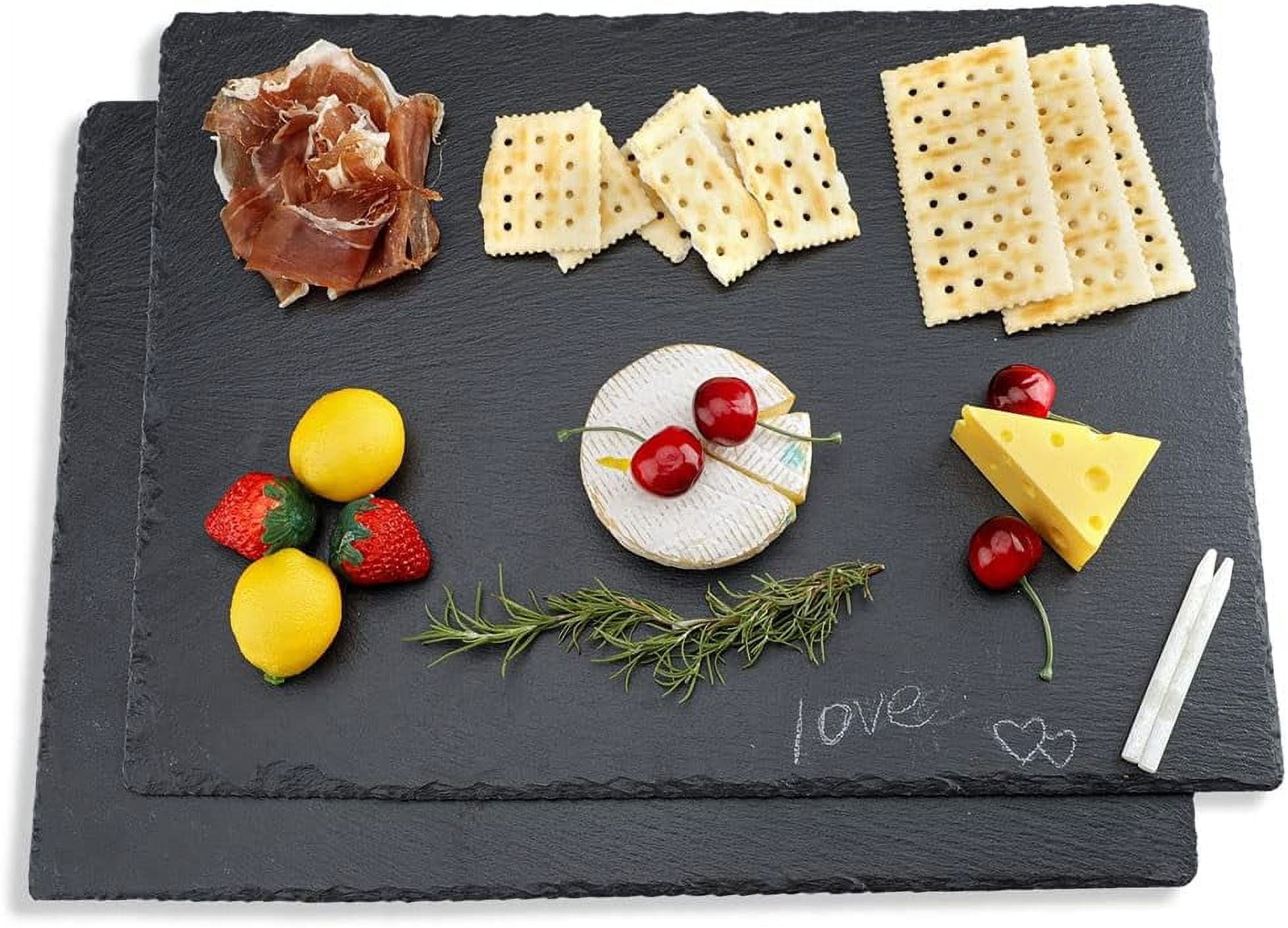 MAVOTER 2 PCS Acacia Wooden Steak Board - 15 Inches Steak Cutting Plate Board With Fork, Knife And Ramekins (2 Set