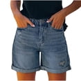 thumbnail image 1 of Wlynlyn Womens Jean Shorts Button High Waisted Ripped Denim Shorts Casual Summer 5" Inseam Distressed Summer Shorts with Pockets, 1 of 8