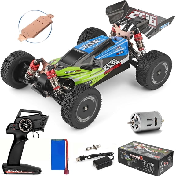 WLtoys 144001 RC Car, 4WD 2.4GHz 60km/h High Speed Remote Control Car Off-Road RC Trucks, 1:14 Scale RC Buggy with RTR Aluminum Alloy Chassis 550 Motor