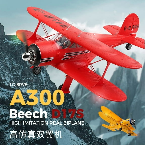 WLtoys A300 Beech D17S RC Plane, 3D/6G Mode, Strong Motor, Durable EPP - for Day & Night Flight Fun