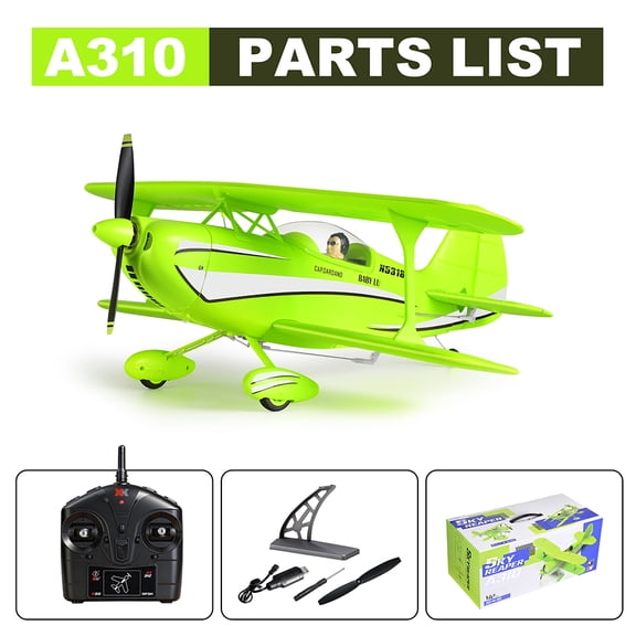 WLtoys A310 2.4GHz 4CH Brushless RC Biplane, 3D/6G Gyro Stabilizer System, EPP Foam Fixed‑Wing Aerobatic RC Plane, RTF Stunt Aircraft Glider for Beginners & Hobby Pilots