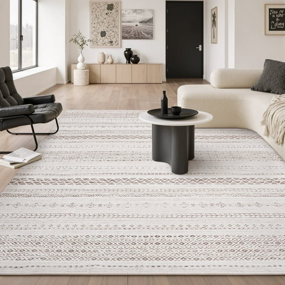 SIXHOME 4'x6' Area Rugs for Living Room Washable Rugs Boho Area Rug Neutral Geometric Moroccan Carpet Soft Distressed Indoor Rugs for Bedroom Dining Room Office Bohemian Home Decor Brown