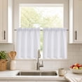 thumbnail image 1 of Chyhomenyc White Tier Curtains 36 Inch Length 2 Panels Set, Light Filtering Faux Linen Textured Small Cafe Curtains, Rod Pocket Short Window Curtains for Kitchen Bathroom, 30"Wx36"L Inch, 1 of 7