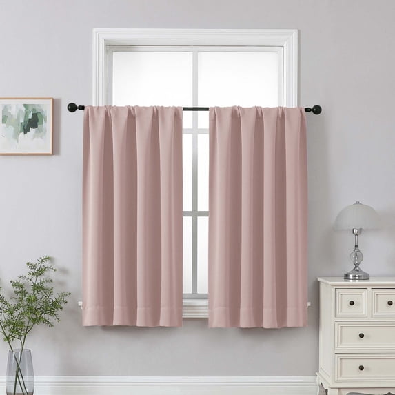 Chyhomenyc Blush Pink Blackout Curtains 45 Inch Length 2 Panels for Bedroom, Thermal Insulated Solid Soft Rod Pocket Window Curtain Panel Drapes for Living Room, Each 40Wx45L Inch, 2 Panels