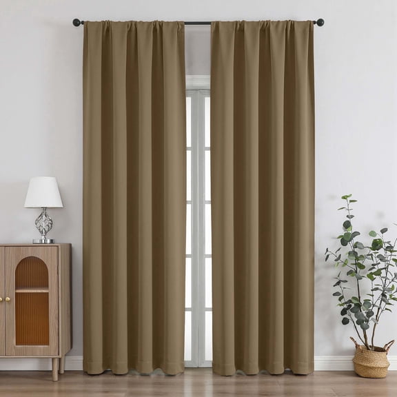 Chyhomenyc Brown Blackout Curtains 84 Inches Long, Thermal Insulated Energy Saving Solid Soft Privacy Rod Pocket Window Curtains for Living Room Bedroom, Each 40Wx84L Inch, 2 Panels