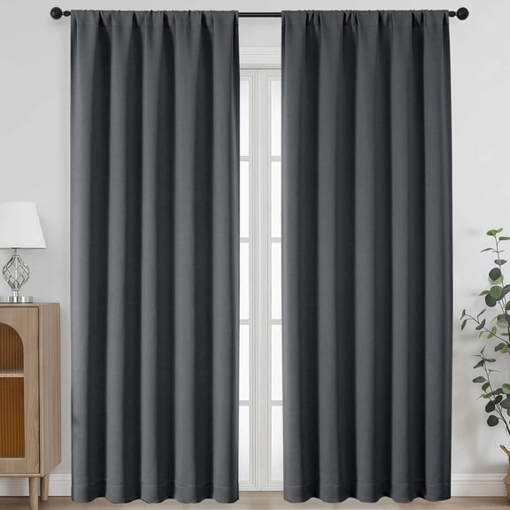Chyhomenyc Grey Blackout Curtains 84 Inches Long, Thermal Insulated Noise Reducing Solid Soft Privacy Rod Pocket Window Curtains for Living Room Bedroom, Each 50Wx84L Inch, 2 Panels