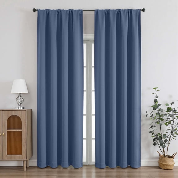 Chyhomenyc Denim Blackout Curtains 84 Inches Long, Thermal Insulated Energy Saving Solid Soft Privacy Rod Pocket Window Curtains for Living Room Bedroom, Each 40Wx84L Inch, 2 Panels