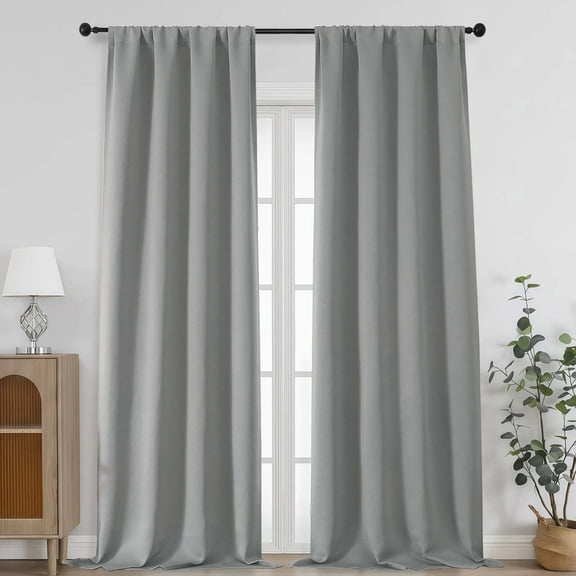 Chyhomenyc Light Grey Blackout Curtains 96 Inches Long, Thermal Insulated Noise Reducing Solid Soft Privacy Rod Pocket Window Curtains for Living Room Bedroom, Each 50Wx96L Inch, 2 Panels