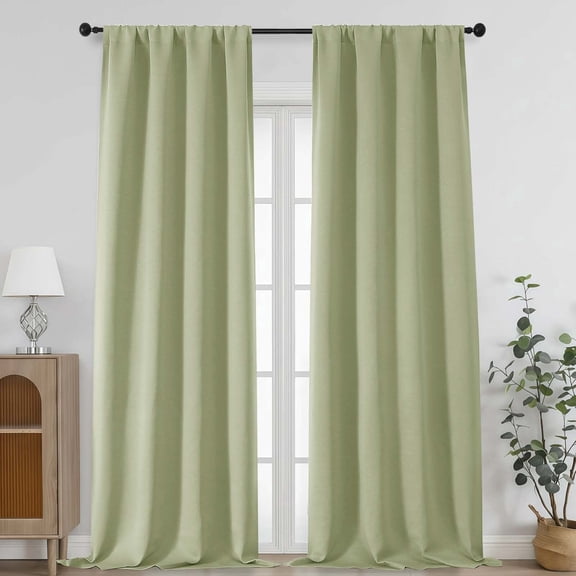 Chyhomenyc Sage Green Blackout Curtains 96 Inches Long, Thermal Insulated Noise Reducing Solid Soft Privacy Rod Pocket Window Curtains for Living Room Bedroom, Each 50Wx96L Inch, 2 Panels