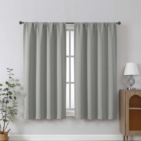 Chyhomenyc Silver Grey Blackout Curtains for Living Room 54 Inches Long 2 Panels, Thermal Insulated Noise Reducing Solid Rod Pocket Curtains for Bedroom Windows, Each 40Wx54L Inch