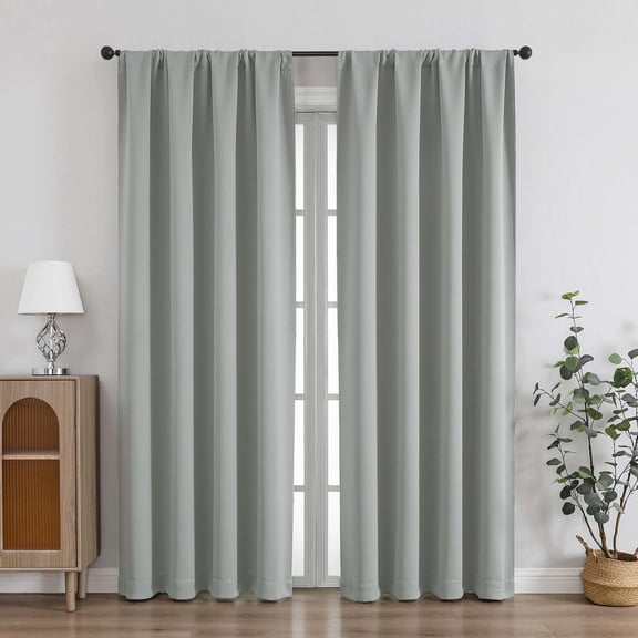 Chyhomenyc Silver Grey Blackout Curtains 72 Inches Long, Thermal Insulated Energy Saving Solid Soft Privacy Rod Pocket Window Curtains for Living Room Bedroom, Each 40Wx72L Inch, 2 Panels