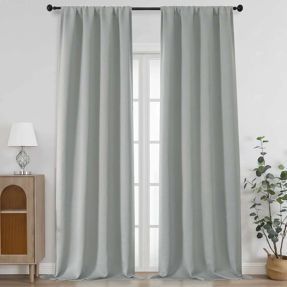 Chyhomenyc Extra Long Silver Grey Blackout Curtains 108 Inches Long, Thermal Insulated Noise Reducing Rod Pocket Curtains for Living Room Floor Window, Each 50Wx108L Inch, 2 Panels, 9FT