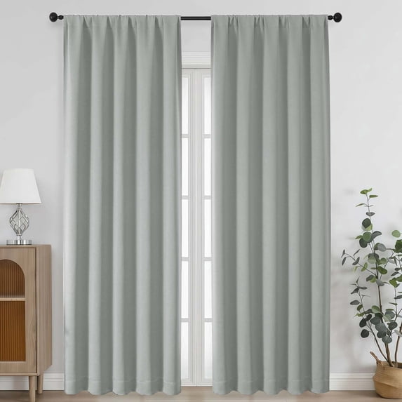 Chyhomenyc Silver Grey Blackout Curtains 90 Inches Long, Thermal Insulated Noise Reducing Solid Soft Privacy Rod Pocket Window Curtains for Living Room Bedroom, Each 50Wx90L Inch, 2 Panels