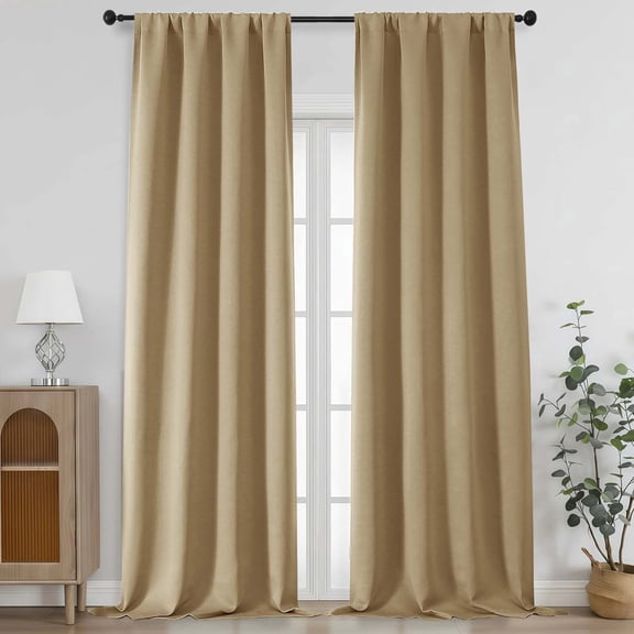 Chyhomenyc Extra Long Taupe Blackout Curtains 120 Inches Long, Thermal Insulated Noise Reducing Rod Pocket Curtains for Living Room Floor to Ceiling Window, Each 50Wx120L Inch, 2 Panels, 10FT