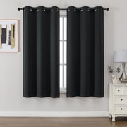 Chyhomenyc Black Blackout Curtains 63 Inch Length, Thermal Insulated Noise Reducing Gromment Window Curtain Drapes for Bedroom Living Room, Each 40Wx63L Inch, 2 Panels