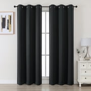 Chyhomenyc Black Blackout Curtains 72 Inches Long 2 Panels, Thermal Insulated Gromment Drapes, Light Blocking Window Curtains Panels for Living Room Bedroom, Ea