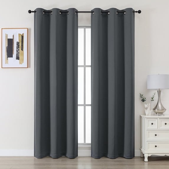 Chyhomenyc Dark Grey Blackout Curtains 78 Inches Long 2 Panels, Thermal Insulated Gromment Drapes, Light Blocking Window Curtains Panels for Living Room Bedroom, Each 40Wx78L Inch