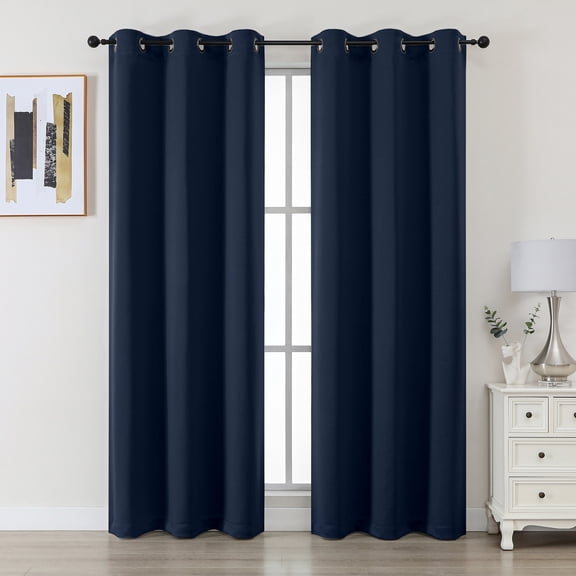 Chyhomenyc Navy Blue Blackout Curtains 72 Inches Long 2 Panels, Thermal Insulated Gromment Drapes, Light Blocking Window Curtains Panels for Living Room Bedroom, Each 40Wx72L Inch