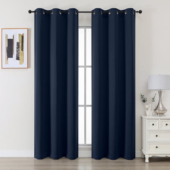 Chyhomenyc Navy Blue Blackout Curtains 78 Inches Long 2 Panels, Thermal Insulated Gromment Drapes, Light Blocking Window Curtains Panels for Living Room Bedroom, Each 40Wx78L Inch