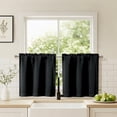thumbnail image 1 of Chyhomenyc Short Blackout Curtains 24 Inch Length, Rod Pocket Kitchen Curtains for Small Windows, Half Window Tier Curtains for Basement Cabinet Camper RV Bunk, 2 PCS, Each 30Wx24L, Black, 1 of 8