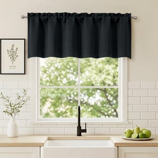 Chyhomenyc Black Valance for Windows, Blackout Curtain Valance for Living Room/Bedroom/Kitchen/Bathroom, Rod Pocket Privacy Small Window Valance, 60Wx18L, 1PC