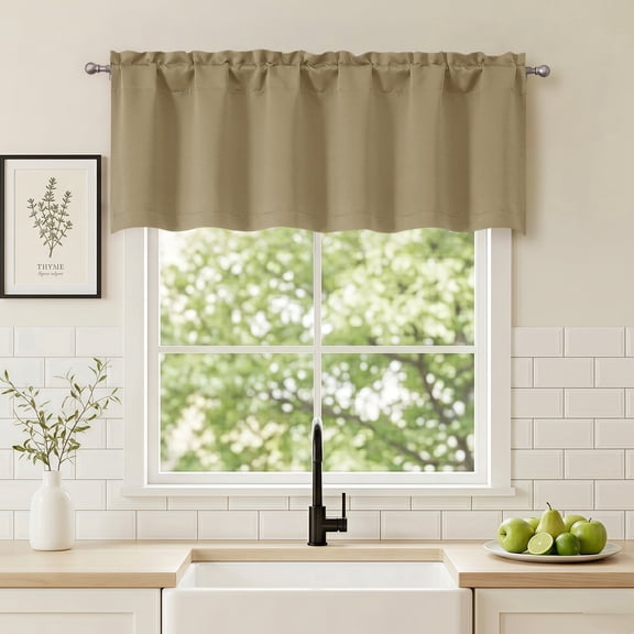 Chyhomenyc Taupe Valance for Windows, Blackout Curtain Valance for Living Room/Bedroom/Kitchen/Bathroom, Rod Pocket Privacy Small Window Valance, 60Wx18L, 1PC