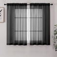 thumbnail image 1 of Chyhomenyc Black Sheer Curtains 54 Inches Long 2 Panels Set for Living Room, Light Filtering Solid Soft Airy Rod Pocket Window Treatments Voile Sheer Curtain Panels for Bedroom, Each 42" W x 54" L, 1 of 8