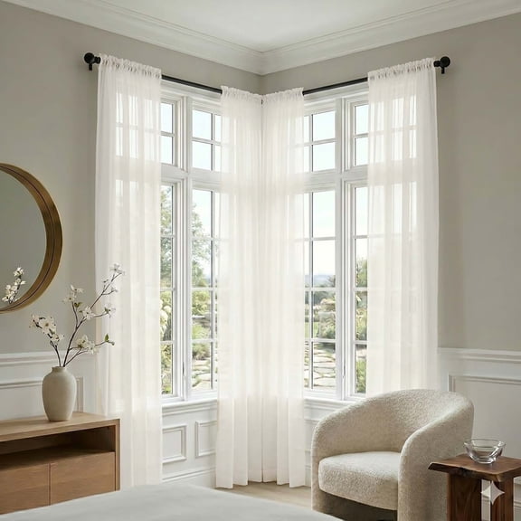 Chyhomenyc Extra Long Ivory Curtains 108 Inches Long 2 Panels Set , Light Filtering Privacy for for Living Room Floor to Ceiling Window,Each 42Wx108L Inch, 2 Panels, 9FT
