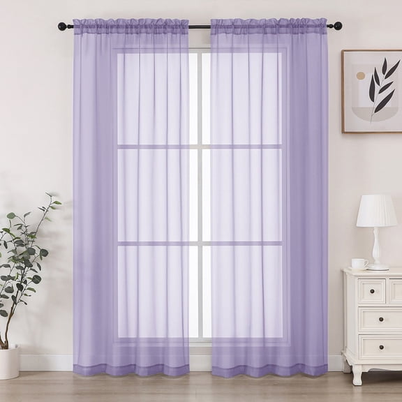 Chyhomenyc Lilac Sheer Curtains 78 Inches Long 2 Panels Set, Light Filtering Window Sheers for Living Room Bedroom,Semi Transparent Voile Silid Rod Pocket Window Curtain Panels,Each 42"Wx78"L