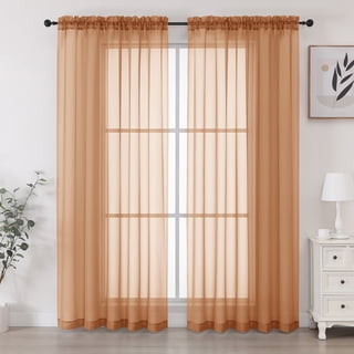 Chyhomenyc Orange Sheer Curtains 84 Inches Long 2 Panels Set, Light Filtering Solid Window Curtain Panels for Living Room, Rod Pocket Soft Voile Curtain Drapes for Bedroom,Each 42"Wx84"L