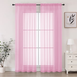 Chyhomenyc Pink Sheer Curtains 84 Inches Long 2 Panels Set, Light Filtering Solid Window Curtain Panels for Living Room, Rod Pocket Soft Voile Curtain Drapes for Bedroom,Each 42"Wx84"L