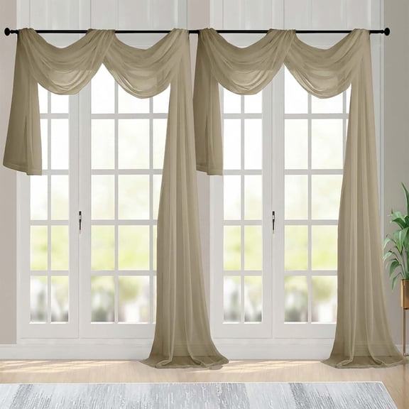 Chyhomenyc Extra Long Taupe Curtains 120 Inches Long 2 Panels Set , Light Filtering Privacy for for Living Room Floor to Ceiling Window,Each 42Wx120L Inch, 2 Panels, 10FT