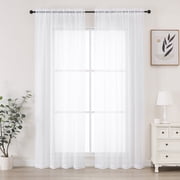 Chyhomenyc White Sheer Curtains 84 Inches Long 2 Panels Set, Light Filtering Solid Window Curtain Panels for Living Room, Rod Pocket Soft Voile Curtain Drapes for Bedroom Each 42"Wx84"L