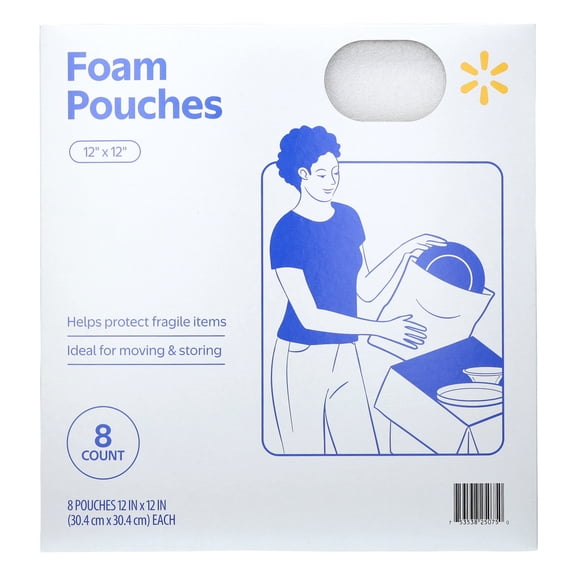 Walmart Foam Pouches, White, 12" x 12"
