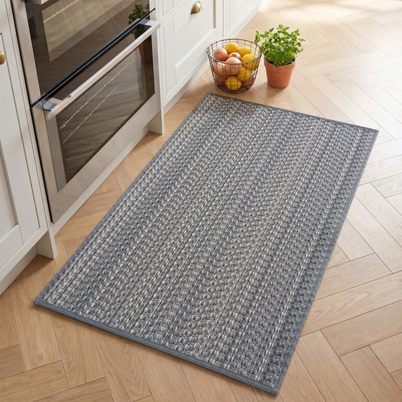 SIXHOME 17" x 30" Kitchen Rug and Mat Nonslip Stripes Indoor Floor Rug Gray