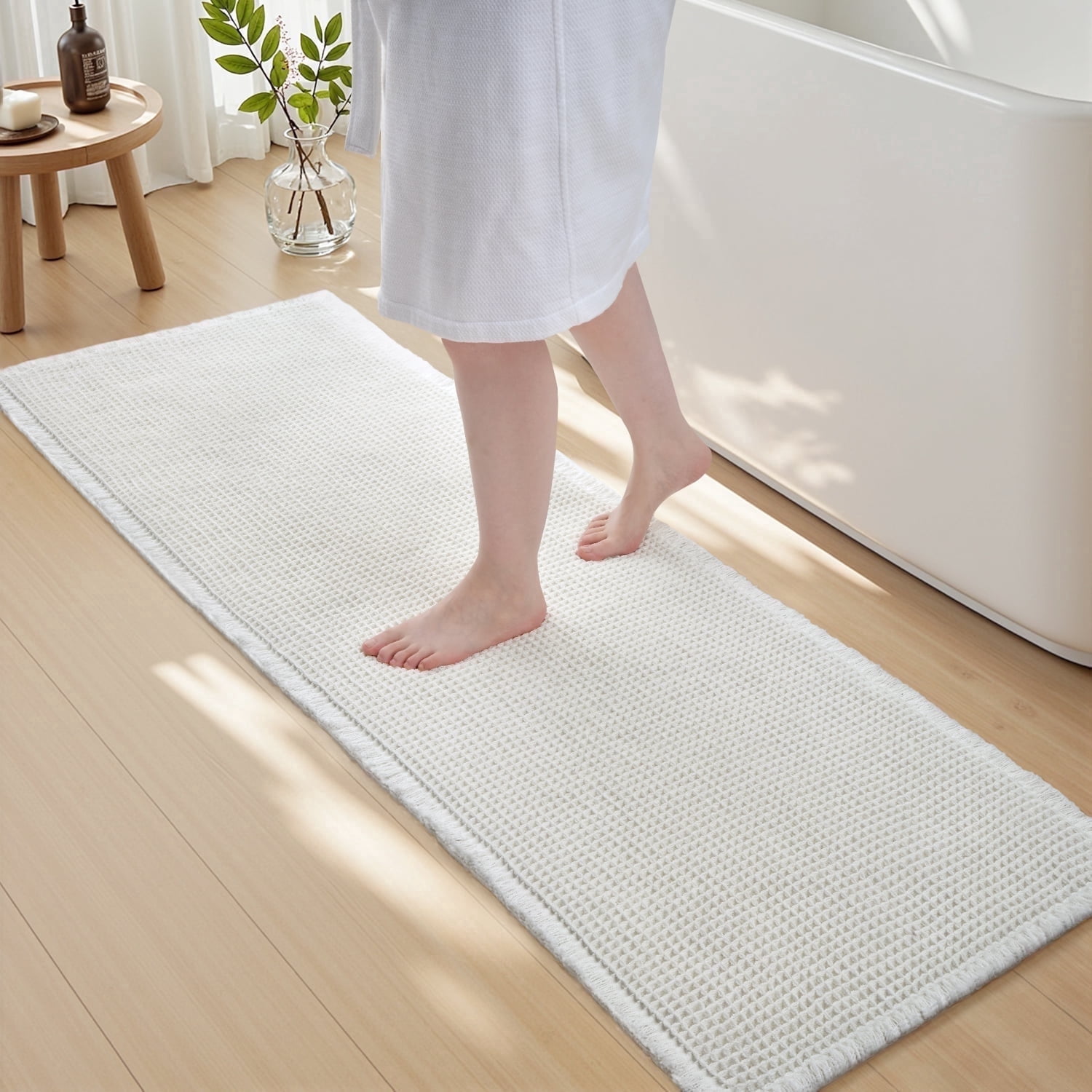 SIXHOME Bathroom Rugs, 24" x 48", Waffle Non Slip Absorbent Mat ...
